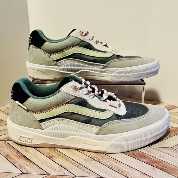 Vans Wayvee Sneakers Gray Green Multi Men's 8 Skater Shoes Suede Mesh Popcush